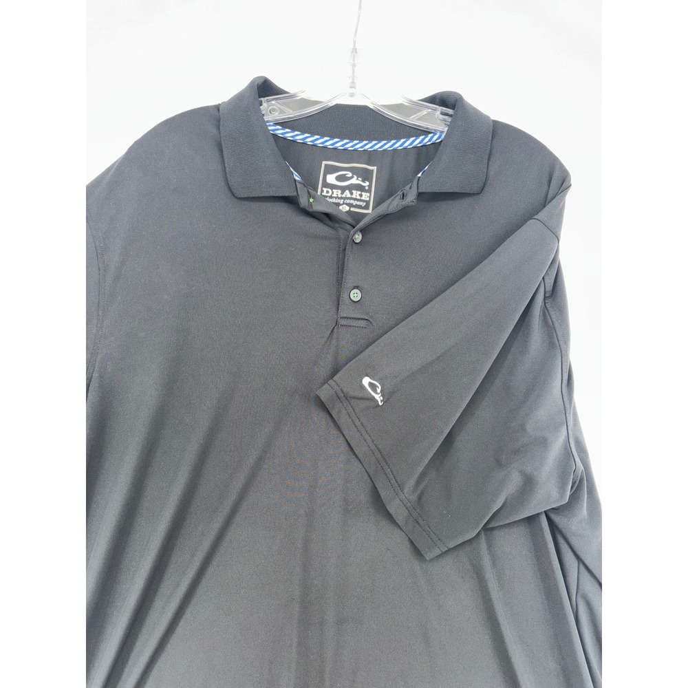 Drake Clothing Company Mens XL Polo Shirt Black Short Sleeve Performance Outdoor